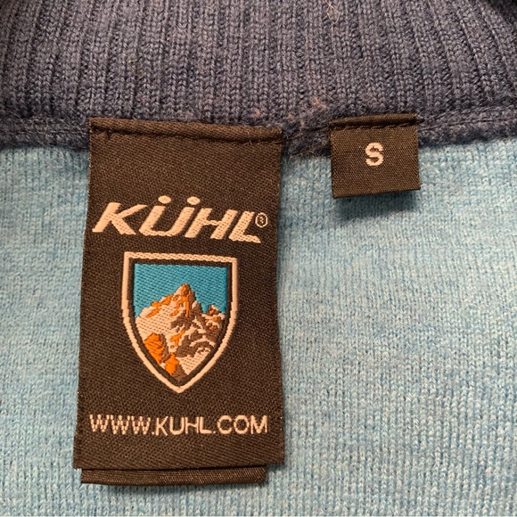 Kuhl Sweater Jacket womens Small Blue Merino Wool pockets thumb holes full zip - Picture 3 of 9